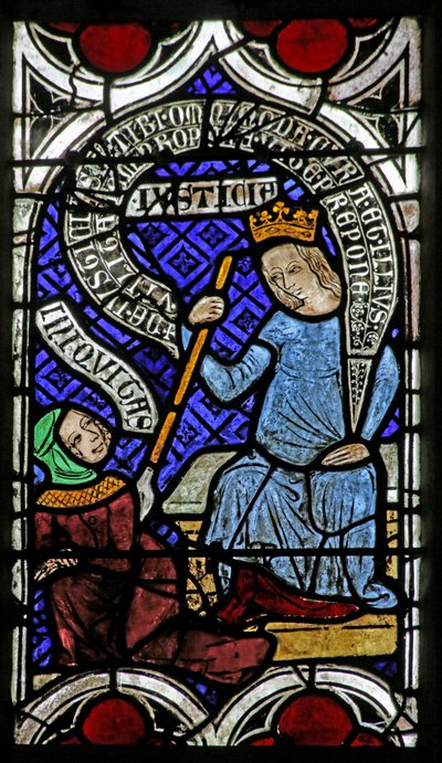 Window Depicting Psychomachia: Justice and Iniquity by French School